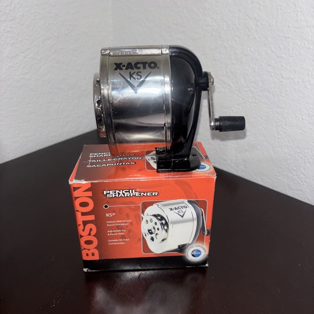 X-Acto KS Manual Pencil Sharpener Heavy-Duty Steel Helical Blade Wall/Table